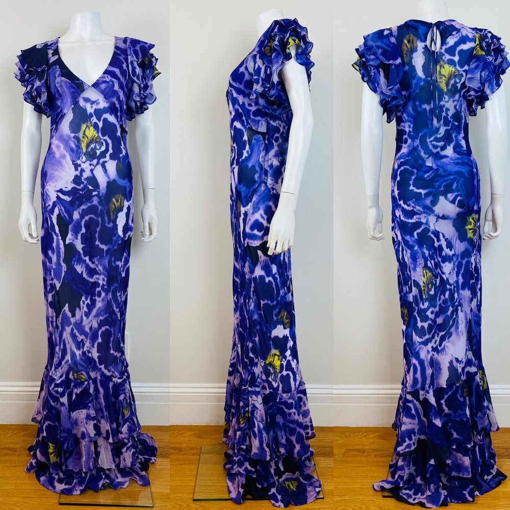 New With Tags Rat & Boat Lucille Dress Purple Ruffle Bias Maxi Dress